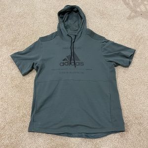 Adidas Olive Green Short Sleeve Hoodie